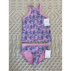 Athleta Free Spirit Pink Blue Tankini Swim Bikini Girls XXL 16 NWT